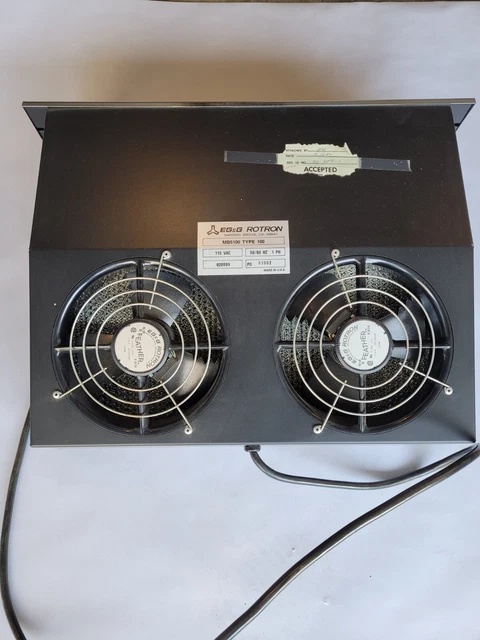EG&G ROTRON Fan Blower MB5100 Type 100 Feather Cooling Fan Unit 115VAC Dual