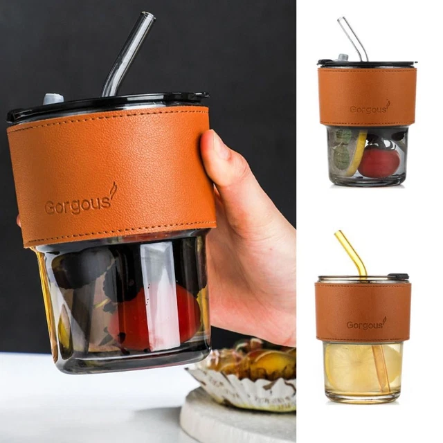 Transparent Milch Kaffeetasse Streifen glas becher Bambus becher Tee tasse