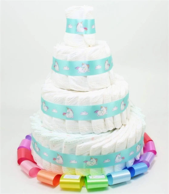 Torta Di Pannolini Per Nascita - 3 Piani Decorati, Regalo Originale - Foto 5