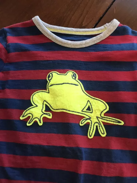 T-shirt grenouille à manches longues MINI BODEN garçon rayé animal appliqué 4-5 très bon état T 2