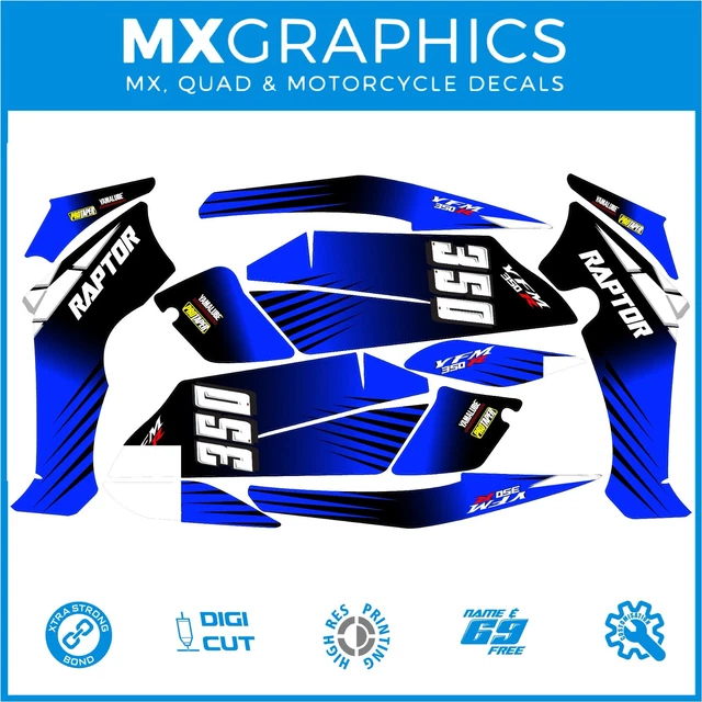 🔴 Yamaha Raptor 350 Quad 04-14 FREE Name. Decals Graphics Stickers Blue classic