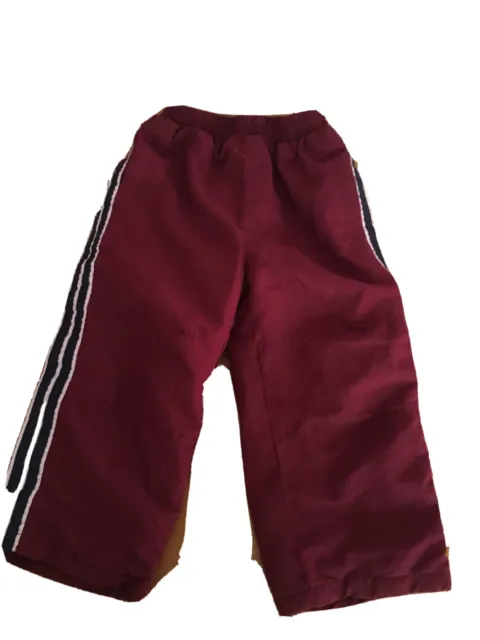 Baby boy tracksuit bottoms size 12-18 months burgondy lined pockets Tiny Ted