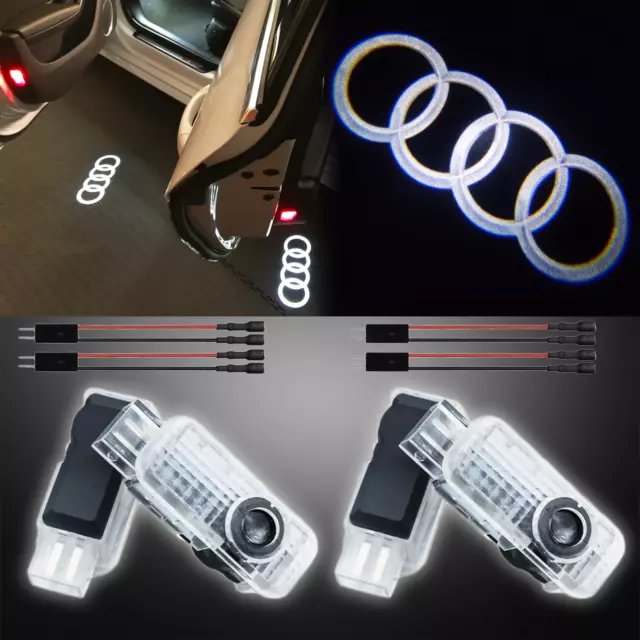 4x For Audi LED Logo Laser Projector Door Courtesy Puddle Shadow Light Lamp Set