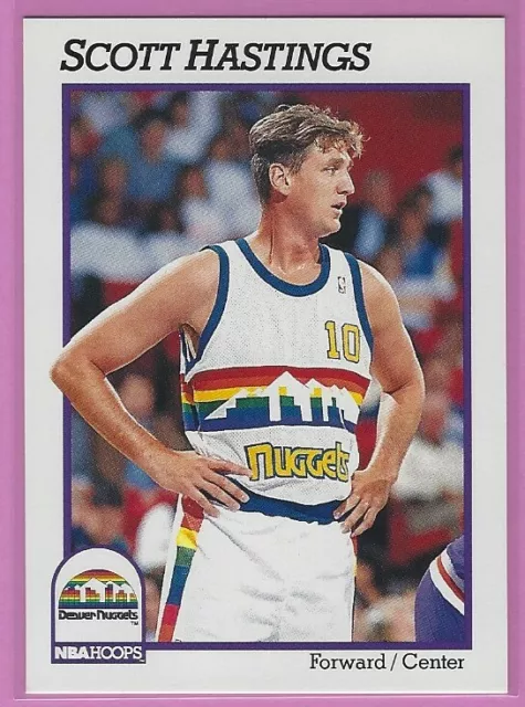 1991-92 NBA Hoops - Scott Hastings #358 Denver Nuggets - Arkansas - B4a