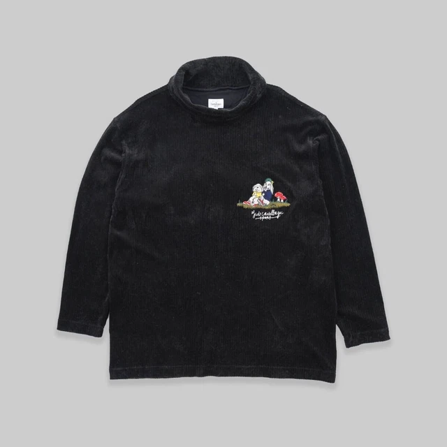 Vintage JC de Castelbajac Sport Velour Corduroy Roll-Neck Top Black Large