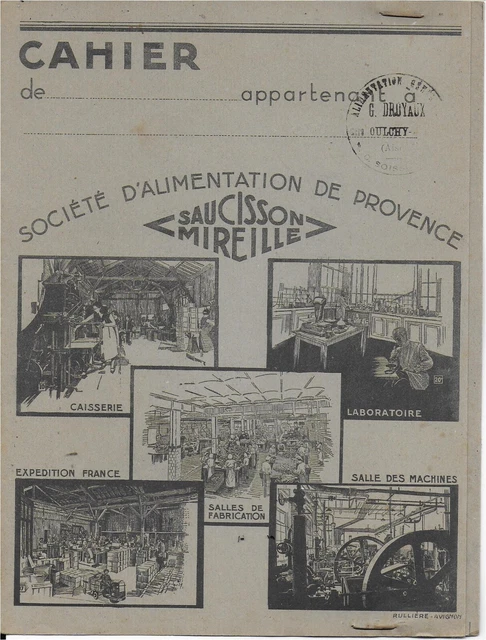 ANCIEN PROTEGE CAHIER  NEUF  ANNEE 30's    SAUCISSON MIREILLE  OULCHY AISNE