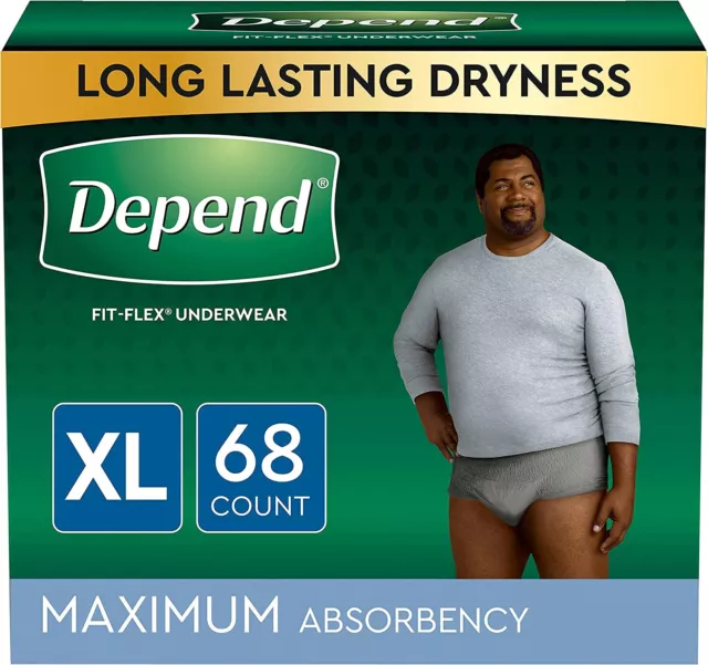 DEPEND FIT-FLEX INCONTINENCE Underwear for Men, Maximum Absorbency, XL ...