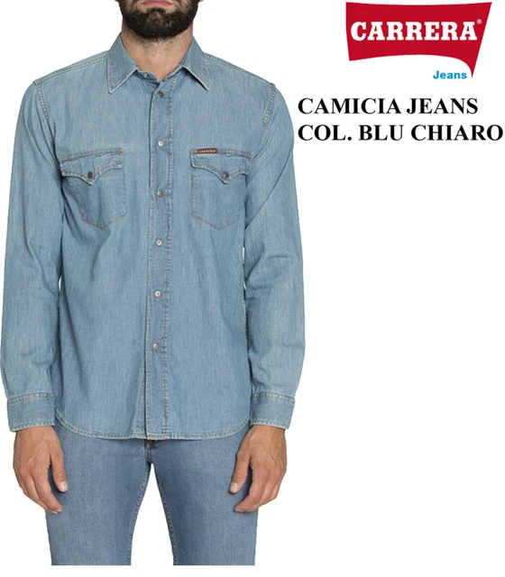 Camicia Jeans Carrera Manica Lunga Denim Regolare 2 Varianti Tg. Da S A 3Xl