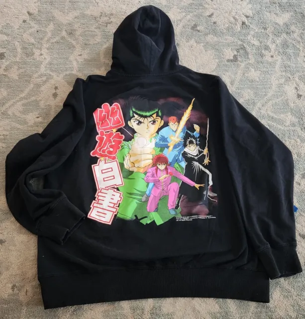 Yu Yu Hakusho Men's Black Hoodie Sweatshirt Adult Size Large 2003 Anime Vintage