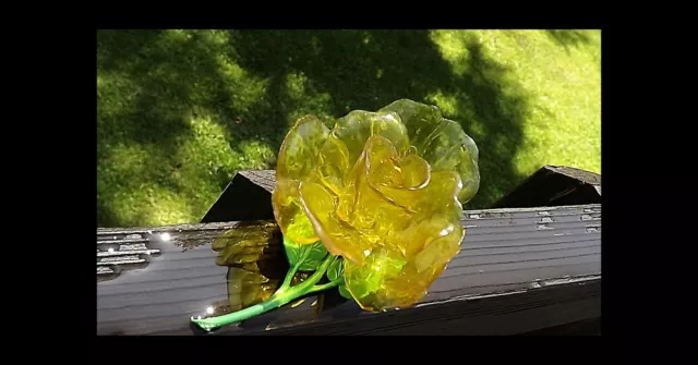 Huge Yellow Plastic Flower Brooch Cellulose Acetate Rose Pin Spring Summer Fab! 3