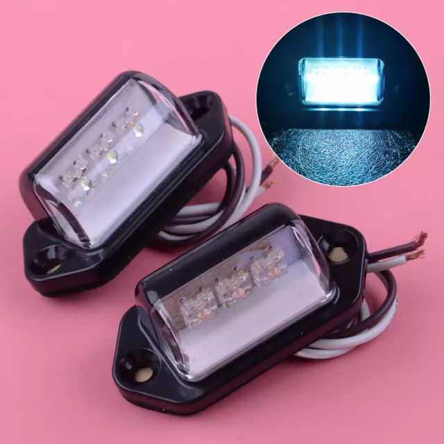 2x Boat Trailer Clear Lens 3 LED Truck White License Number Plate Light Lamp FR