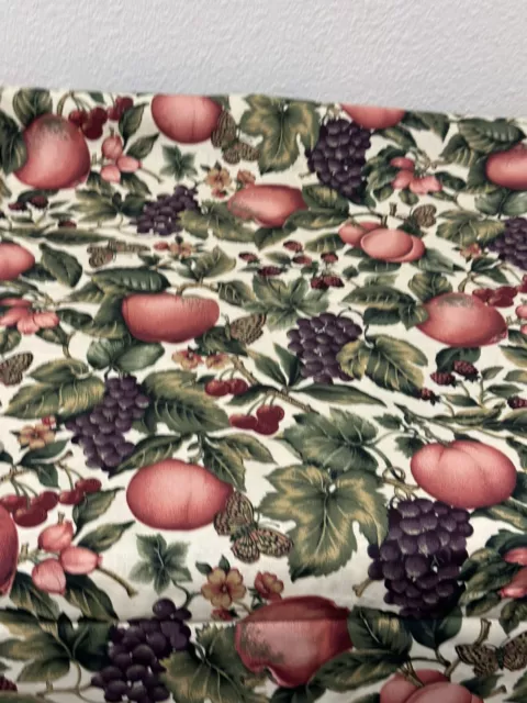 Vintage Cranston Fruit Fabric Apples Peach Grapes 44x5 Yards Upholstery Fabric