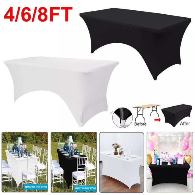 4ft 6ft 8ft Fitted Table Cloths Trestle Tablecloth Wedding Rectangle Table Cover