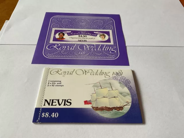 1981 Nevis Royal Wedding Booklet & Sheetlet Postage Stamps MNH