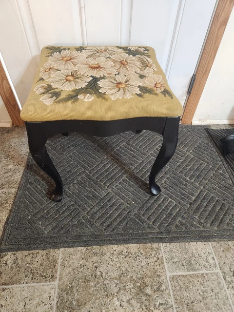 Vintage Flower with needlepoint tapestry seat
