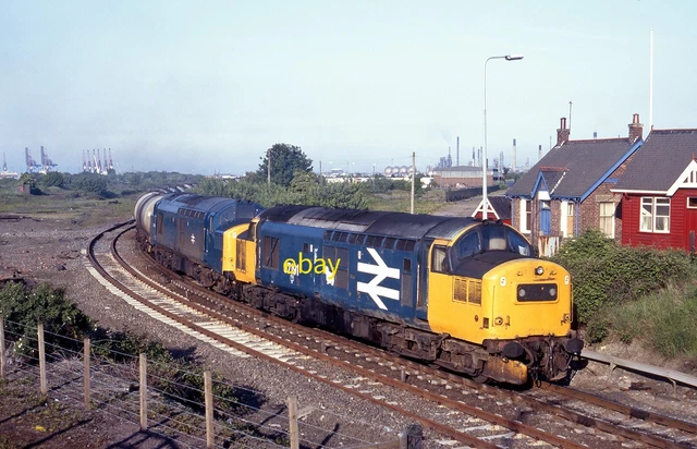ORIGINAL 35MM SLIDE BR Class 37s no. 37191/37240 at Grangemouth +rights ...