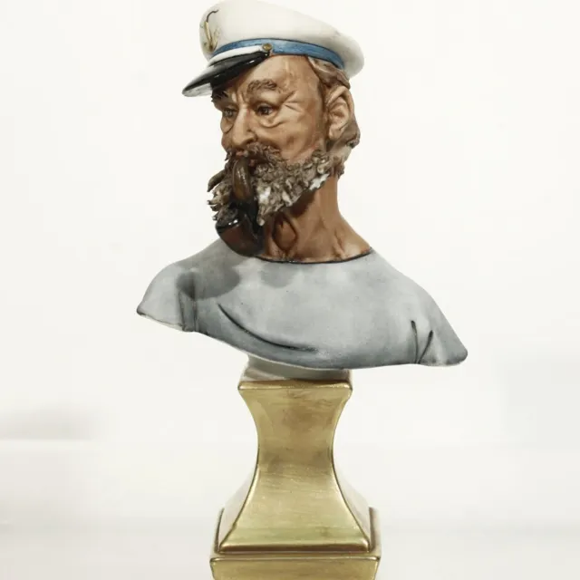 Capodimonte Volta - Busto de marinero/pescador con pipa Italia siglo XX