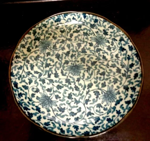 Vintage Signed  Blue & White Porcelain China Japanese Plate 8"