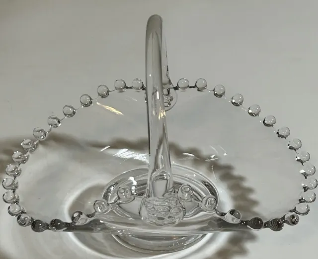 GORGEOUS IMPERIAL GLASS  -Candlewick Clear- Small Basket, Clear Handle. VGC