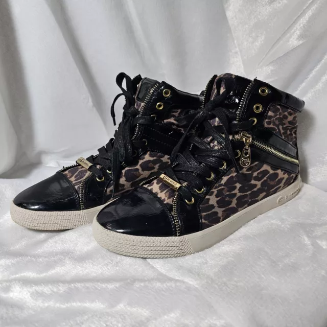 G by Guess Womens Leopard High Top Sneakers US 10 Gold Tone 3