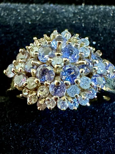 9ct Yellow Gold Tanzanite And Diamond Cluster Ring By Gems Tv Now Gemporia