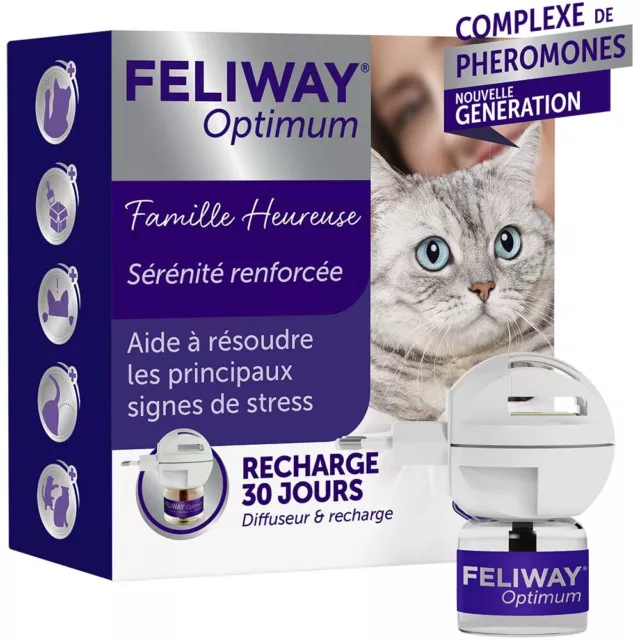 FELIWAY Optimum - Kit complet anti-stress pour chat - Complexe de phéromones apa