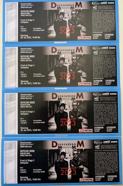 1-4 Depeche Mode Tickets | FOS 2 (Front of Stage 2) | München | 20.06.2023