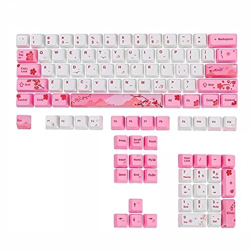 104 Sakura Keycaps Cute Japanese Custom Gaming keycap Set of Dye-Sub