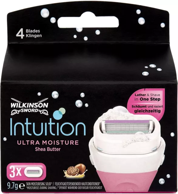 Wilkinson Sword Intuition Ultra Moisture Blade Razor Refill for Women x 3 Shave