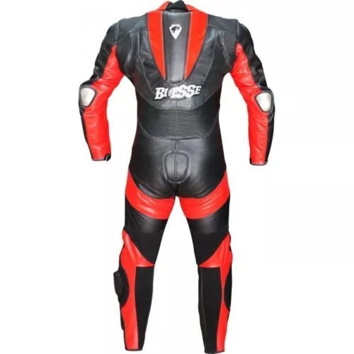 Tuta Per Moto Nero Rosso In Pelle Intera Con Gobba 46 48 50 52 54 56 2