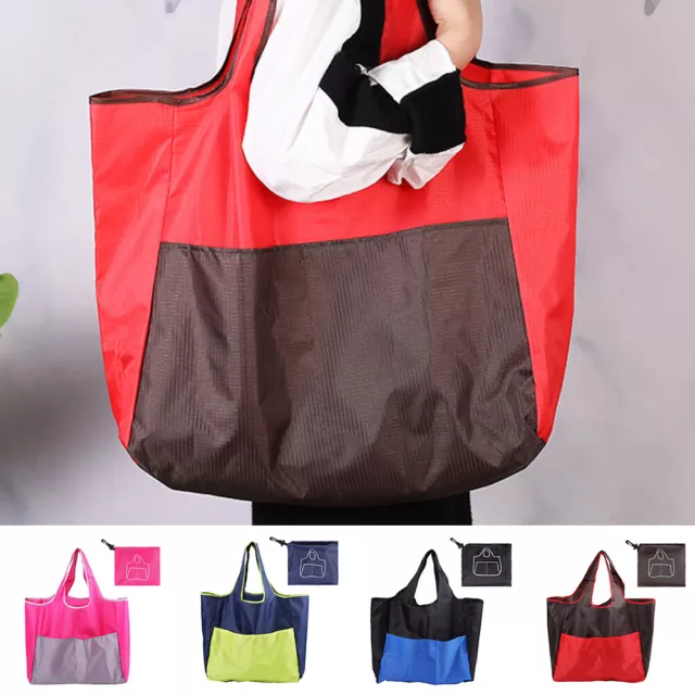 Grande Nylon Comestibles Bolsa de Mano para Llevar Eco Compras Plegable G