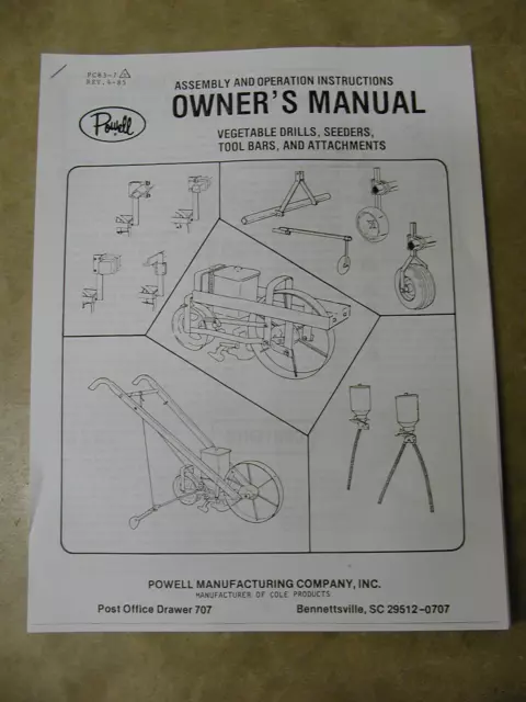 Planet Jr 300A seeder planter OWNERS MANUAL  Operating Instructions PARTS LIST