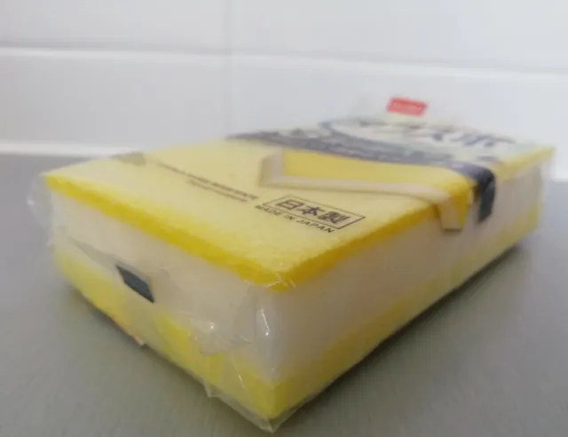 2 esponjas japonesas para lavar platos rara daiso * amarilla brillante * hecha en Japón 3