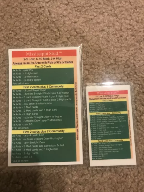 Large and Small Mississippi Stud Strategy Cards