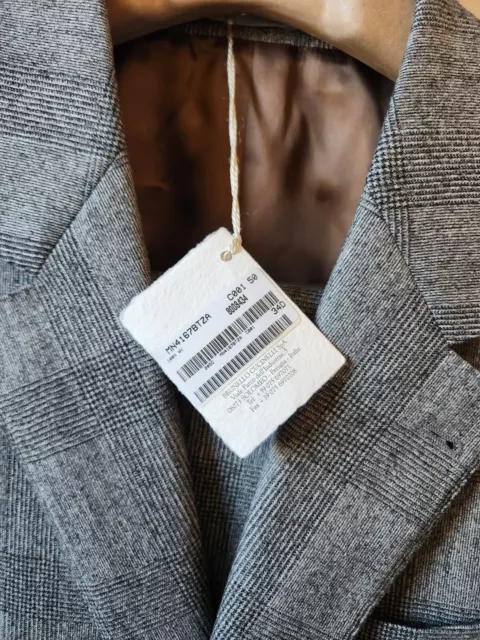 Brunello Cucinelli Light Gray Plaid Wool Suit 40R Eu50 NWT 3