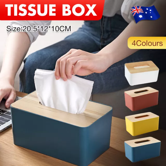 Tissue Box Dispenser Paper Storage Holder Napkin Case Organizer Wooden Cover AU