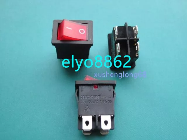 2pcs NEWSOKEN RK2-03 ON/OFF 10A/250VAC 4 Pins Rocker Switch Red Light