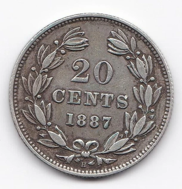 1887 Nicaragua 20 Centavos SILVER Coin, low mintage