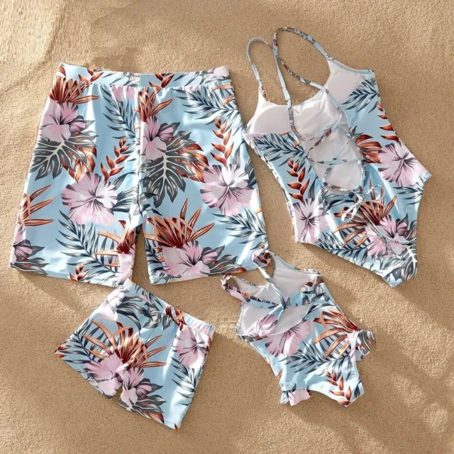 Family Swimsuits Mother Daughter Matching Swimwear Father Son Shorts Bath Suits 2