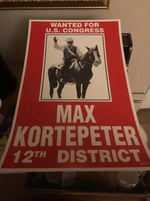 Vintage Congressional Campaign Poster NJ District 12 1990 Carl Max Kortepeter
