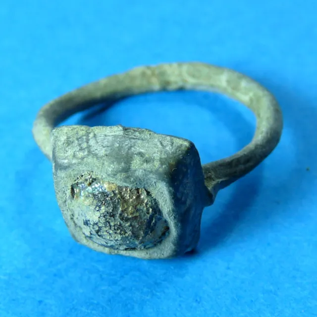 Unusual Ancient Byzantine Or Medieval Lead Alloy With Rare Gemstone 3