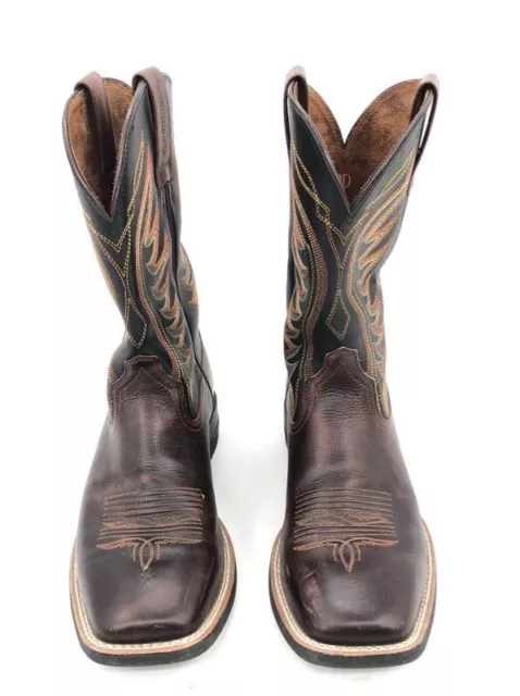 MEN'S ARIAT BROWN and Black Amos Leather Square Toe Western Boots, Size ...