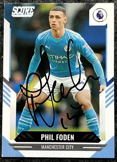 Panini Score Manchester City Phil Foden Hand Signed Football Card Excellent