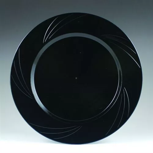 Newbury Black Plastic Dinner Plates 10.75" 15 Pack Black Plastic Party Tableware