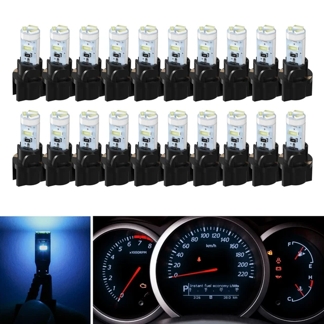 20X T5 Ice Blue 3014 Led Instrument Gauge Cluster Dash Light Bulbs W/ Sockets