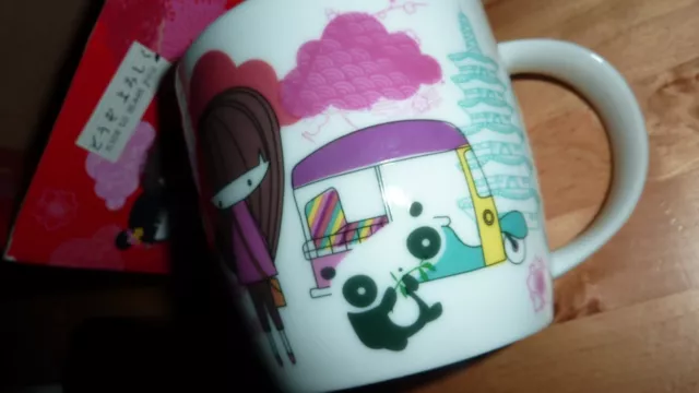 PAPERCHASE Mug TOKYO TRIPPERS White Pink Green Tea Coffee Modern NIB VHTF FAB!!!