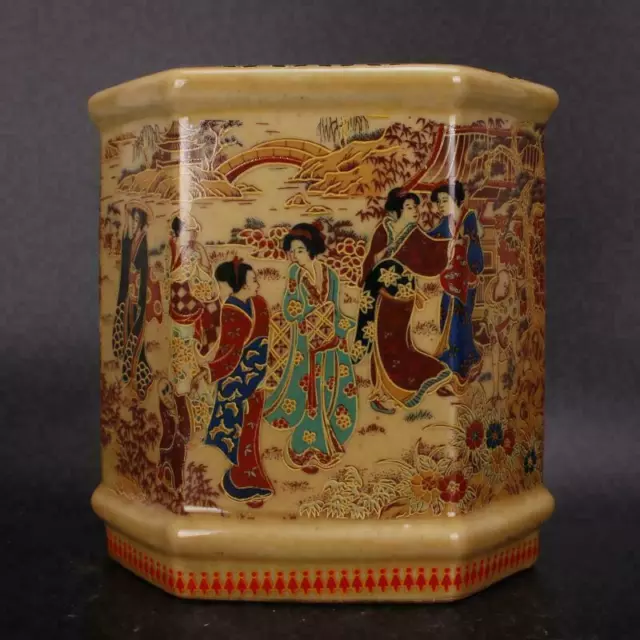 Old Chinese porcelain color Hand Painted kimono Beauty jar pots Pen holder