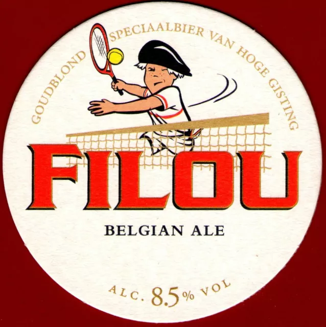 Sous Bock viltje,coaster FILOU TENNIS Goudblond Speciaal bier Van Hoge gisting