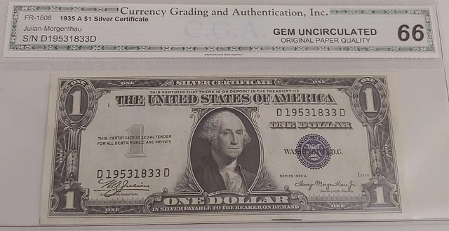 1935 A $1 Silver Certificate DD Block Fancy Serial Birth Year Note 1953 Gem Unc