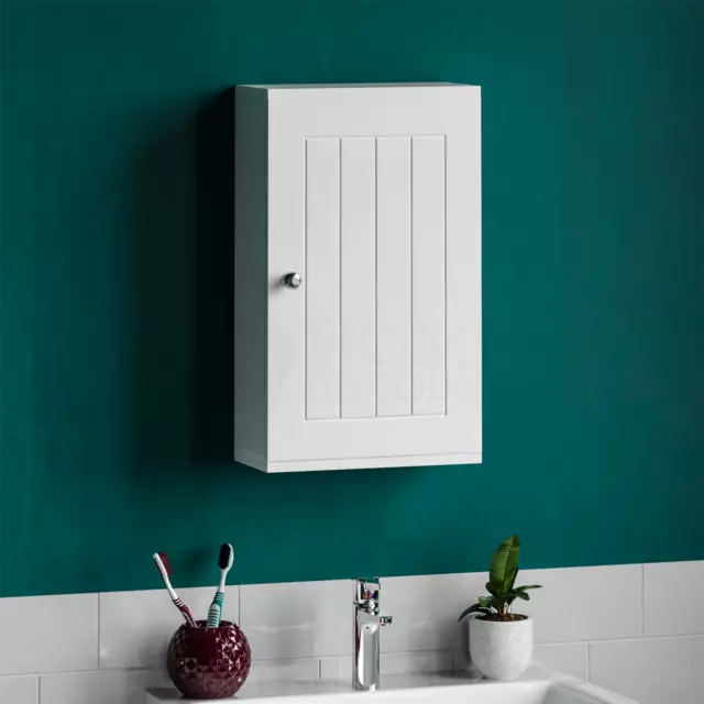 Priano Bathroom Cabinet Wall Mounted Single Door Cupboard Wooden Storage White